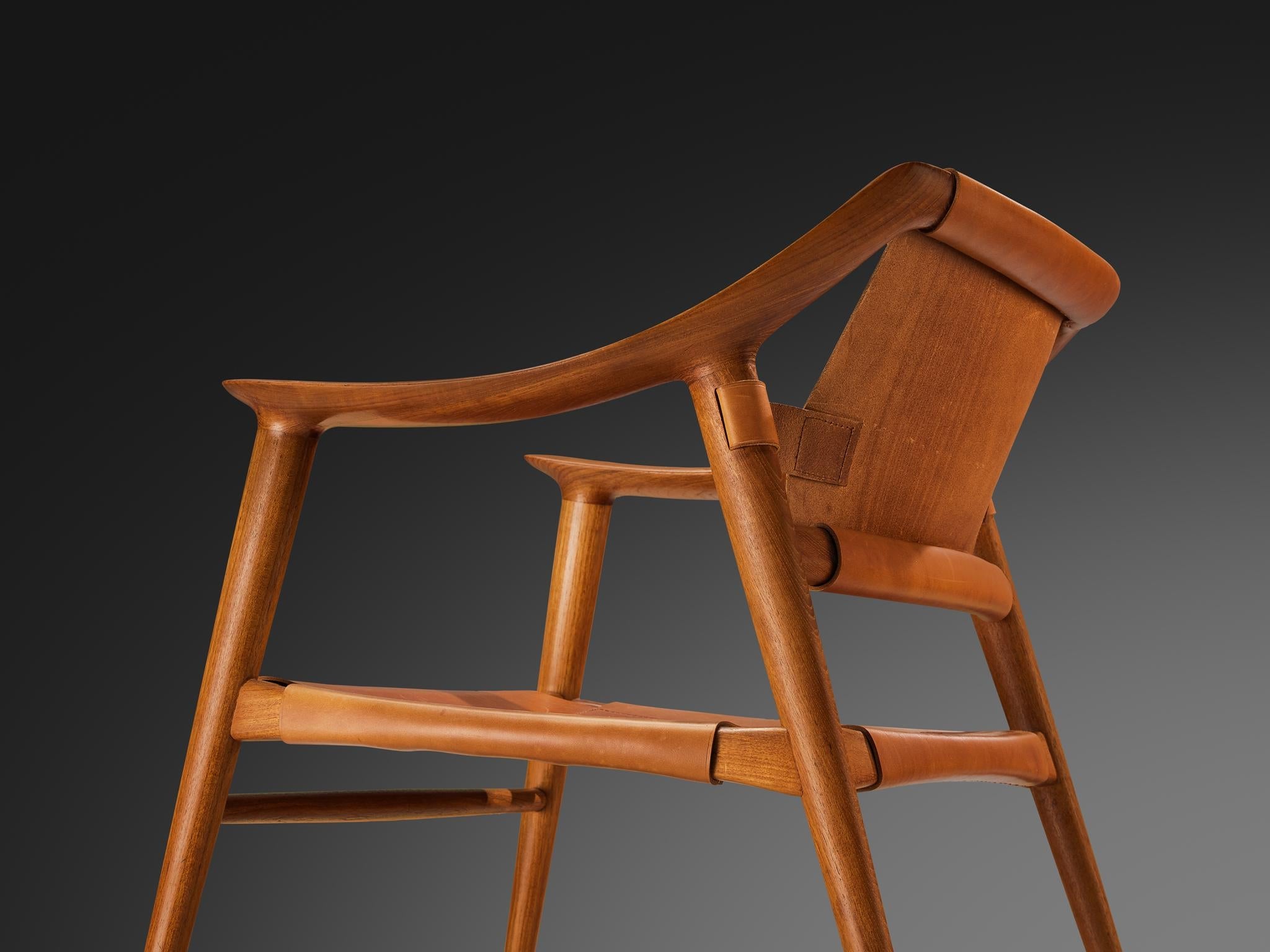 Sigurd Resell and Adolf Relling Pair of Bambi Lounge Chairs in Teak Leather