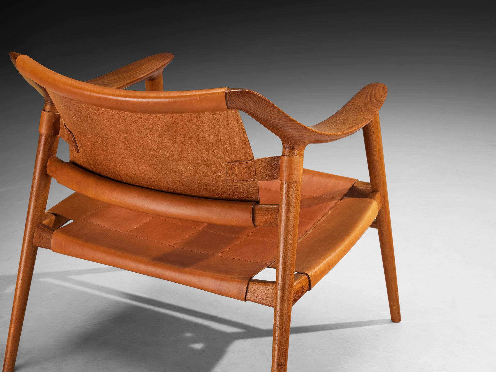 Sigurd Resell and Adolf Relling Pair of Bambi Lounge Chairs in Teak Leather