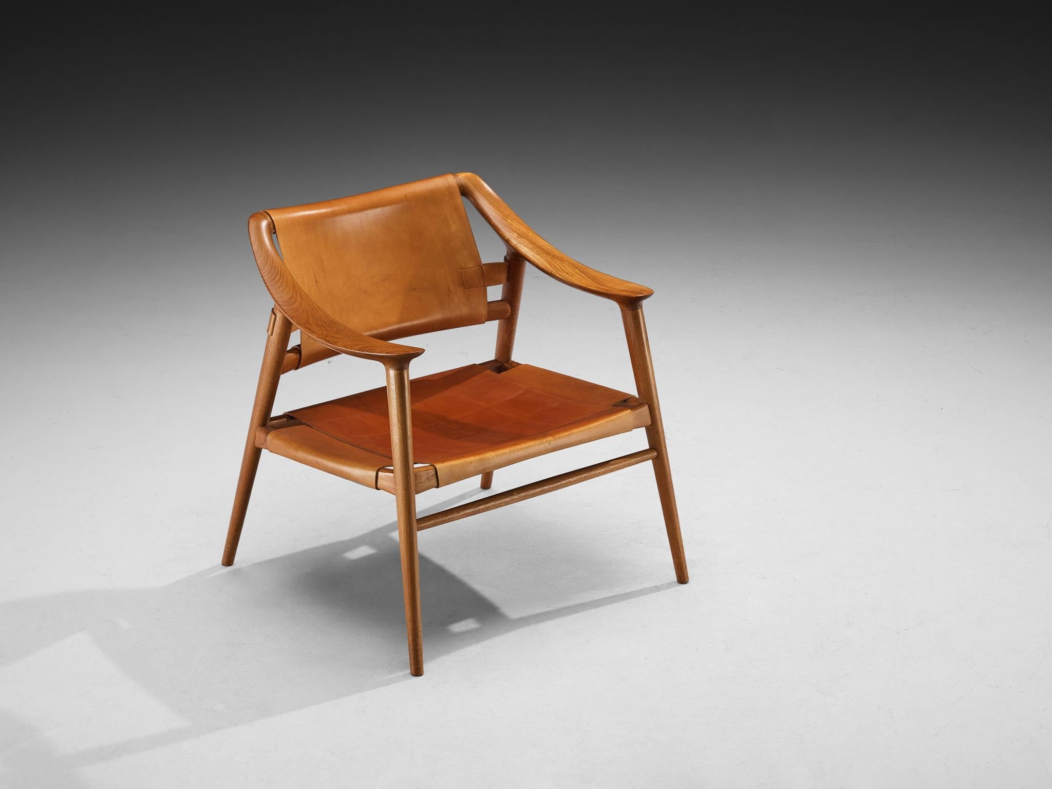 Sigurd Resell and Adolf Relling Pair of Bambi Lounge Chairs in Teak Leather