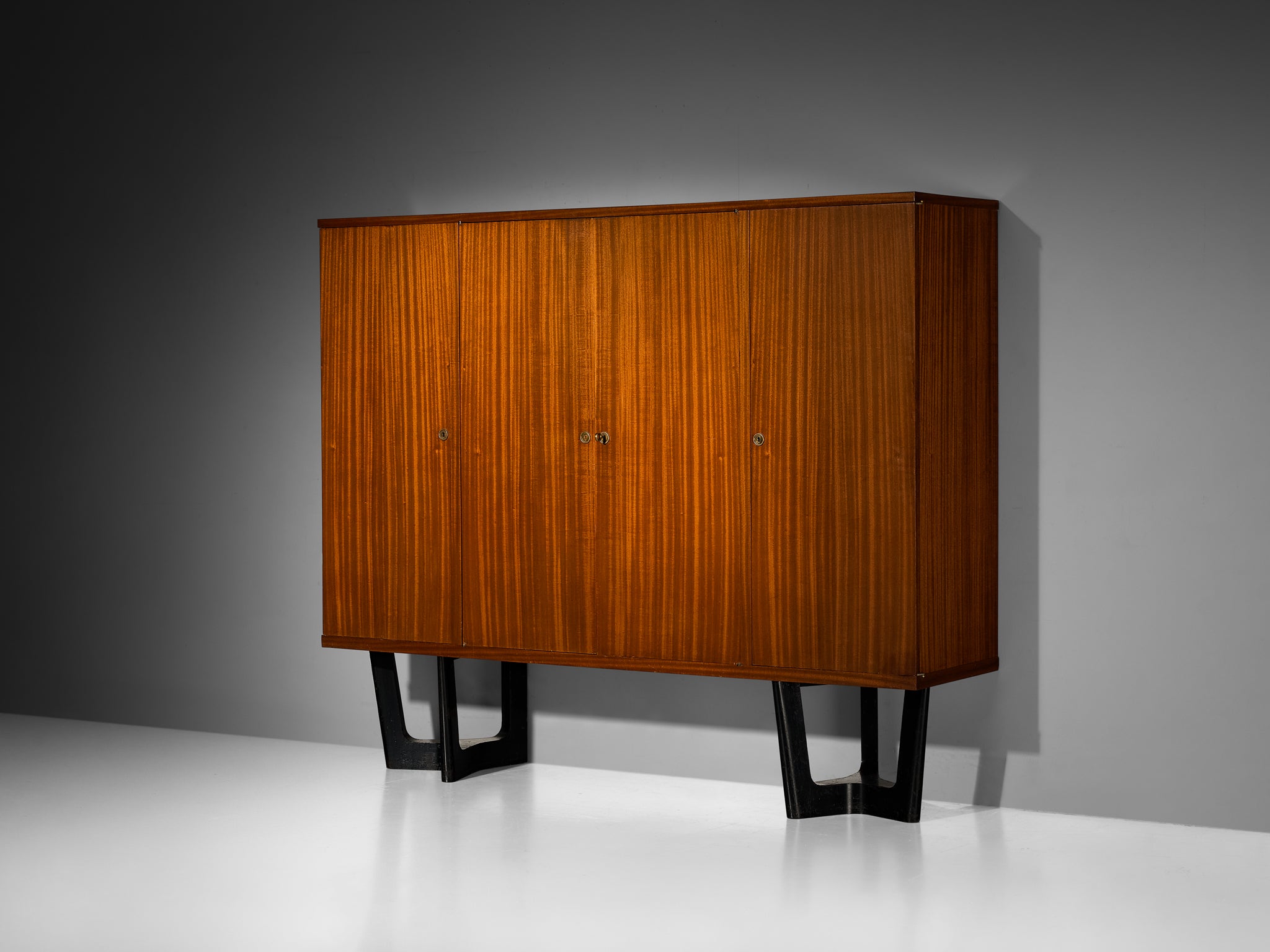 1950s Mid-Century Modern French Cabinet in Mahogany with Sculptural Base