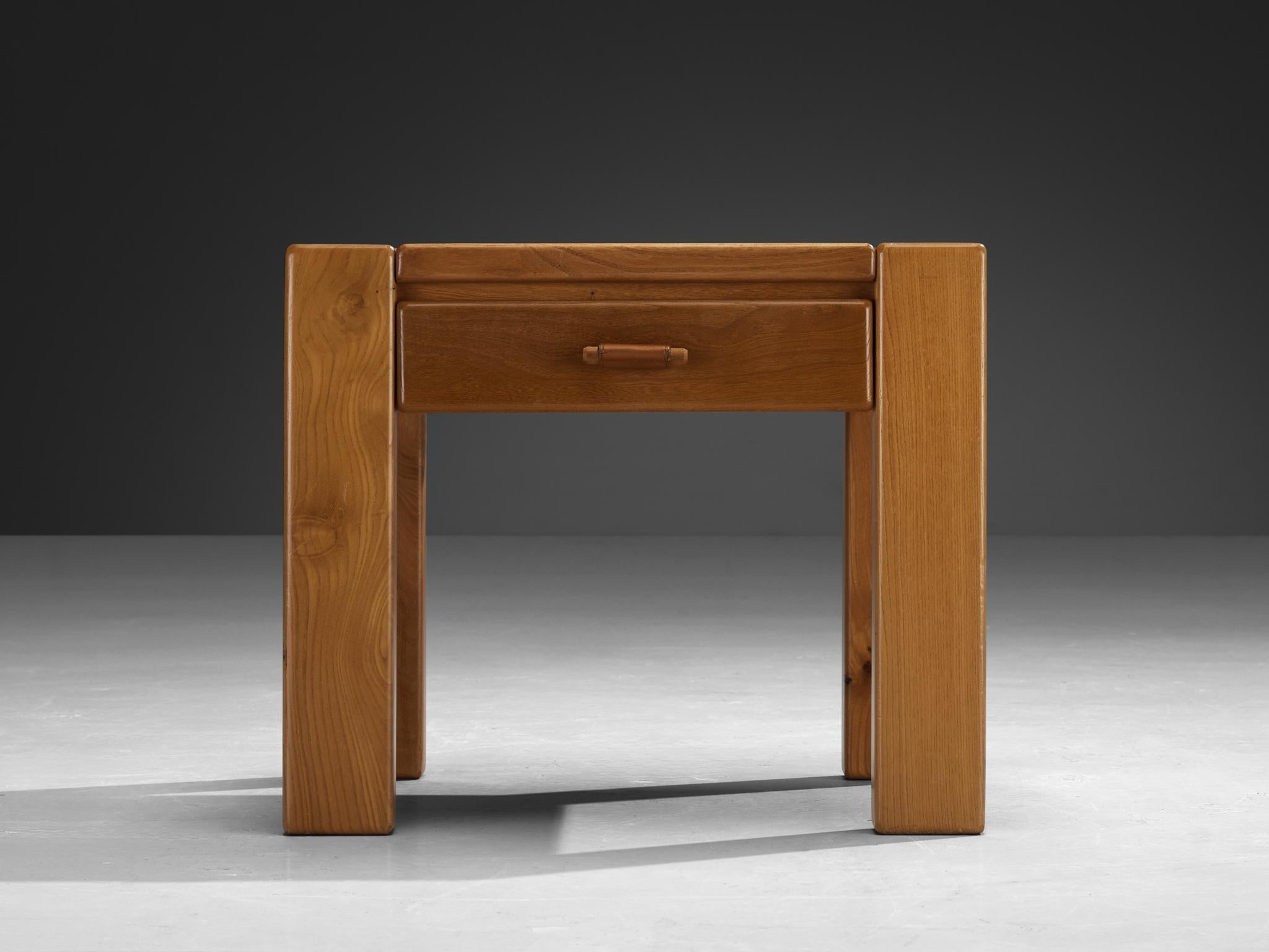 Maison Regain Night Stand in Elm and Leather