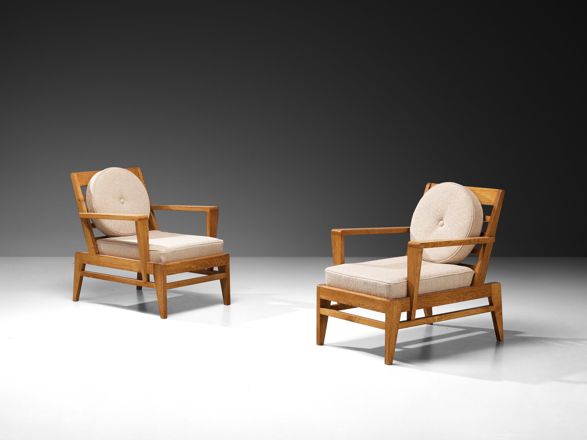 René Gabriel for Lieuvin 'RG178' Lounge Chairs in Solid Wood