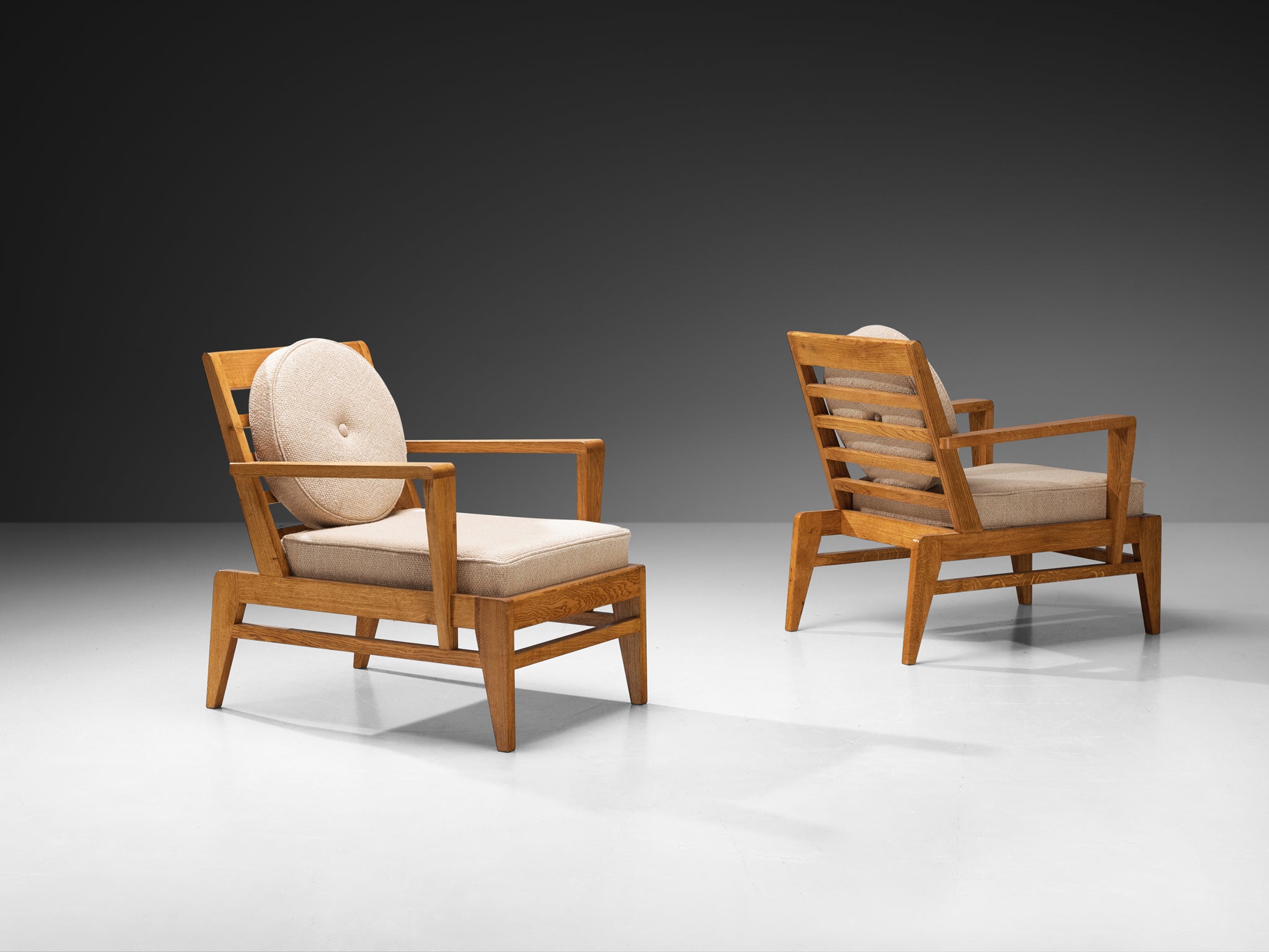 René Gabriel for Lieuvin 'RG178' Lounge Chairs in Solid Wood