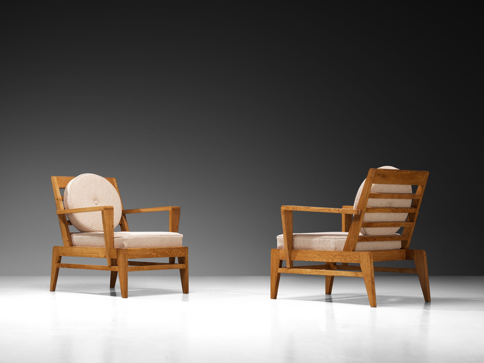 René Gabriel for Lieuvin 'RG178' Lounge Chairs in Solid Wood