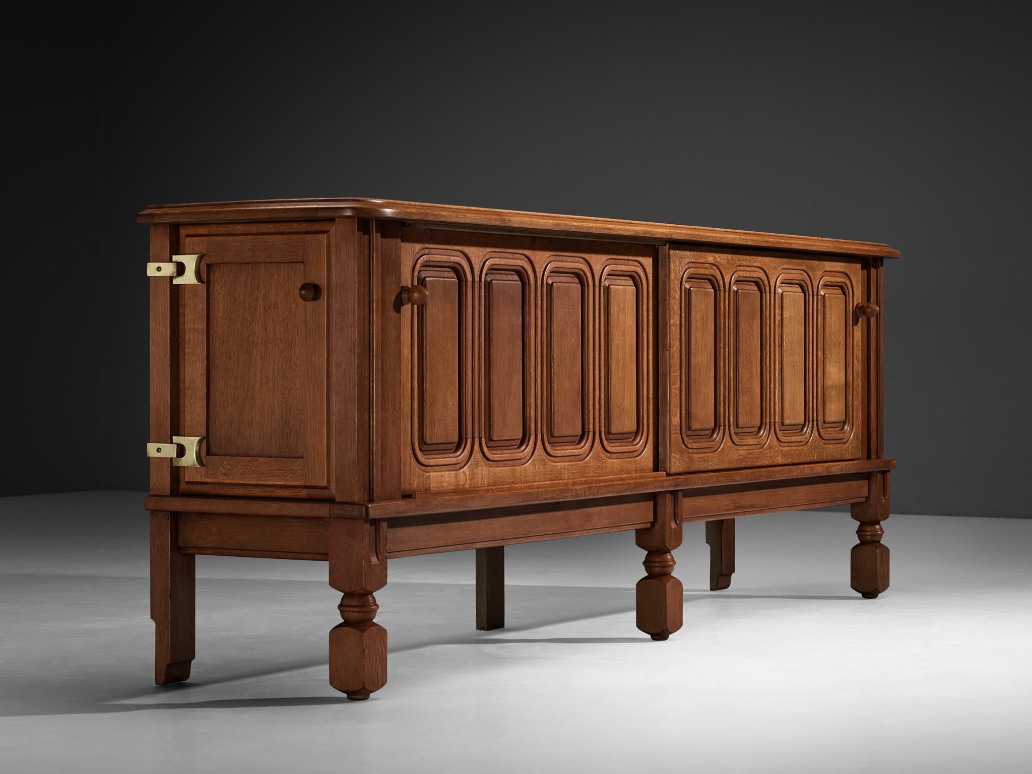 Guillerme & Chambron Sideboard in Oak and Brass