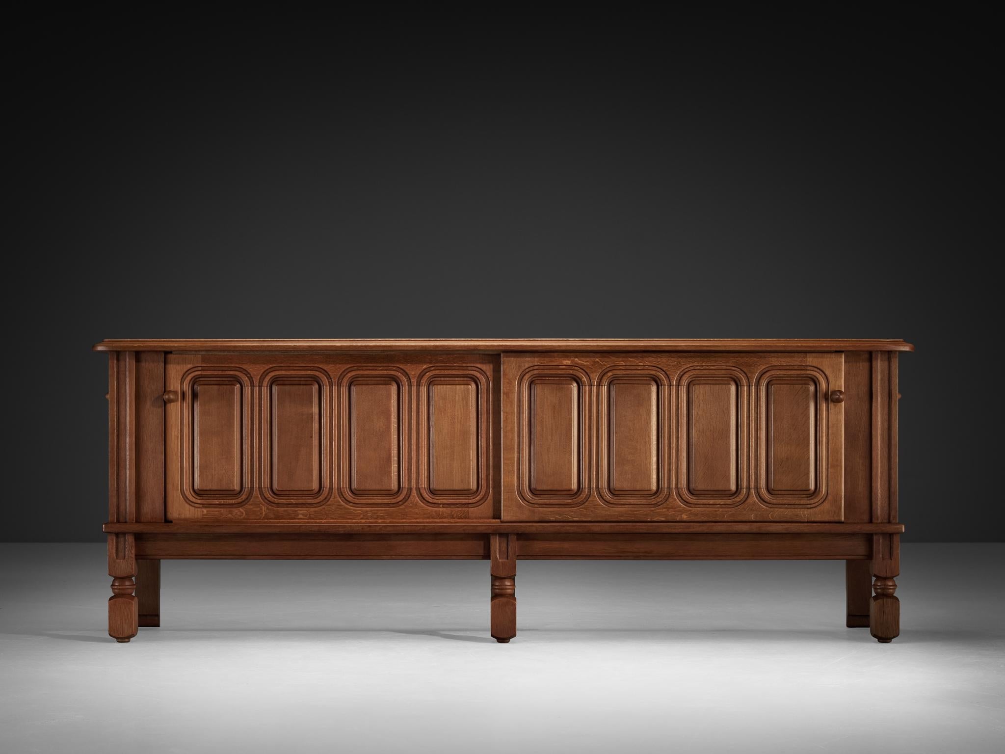 Guillerme & Chambron Sideboard in Oak and Brass