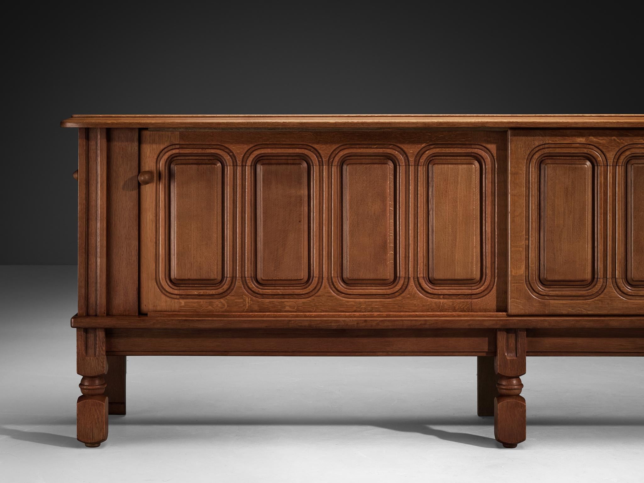 Guillerme & Chambron Sideboard in Oak and Brass