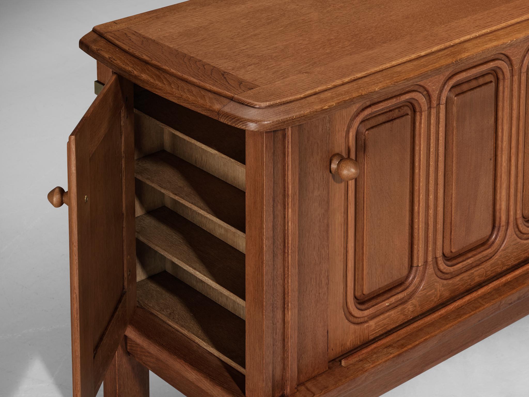 Guillerme & Chambron Sideboard in Oak and Brass