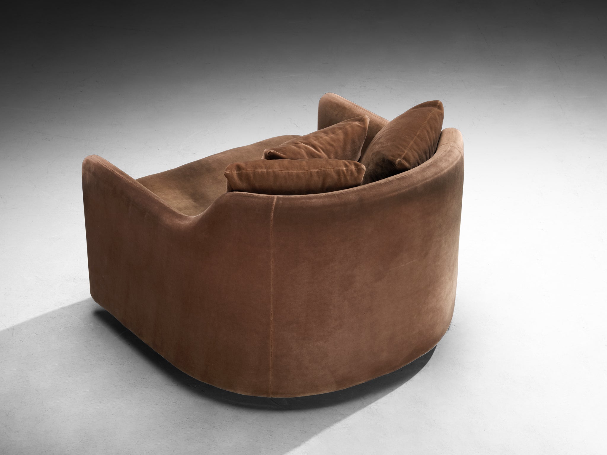 1970s Post-Modern Streamlined Lounge Chair in Brown Velvet