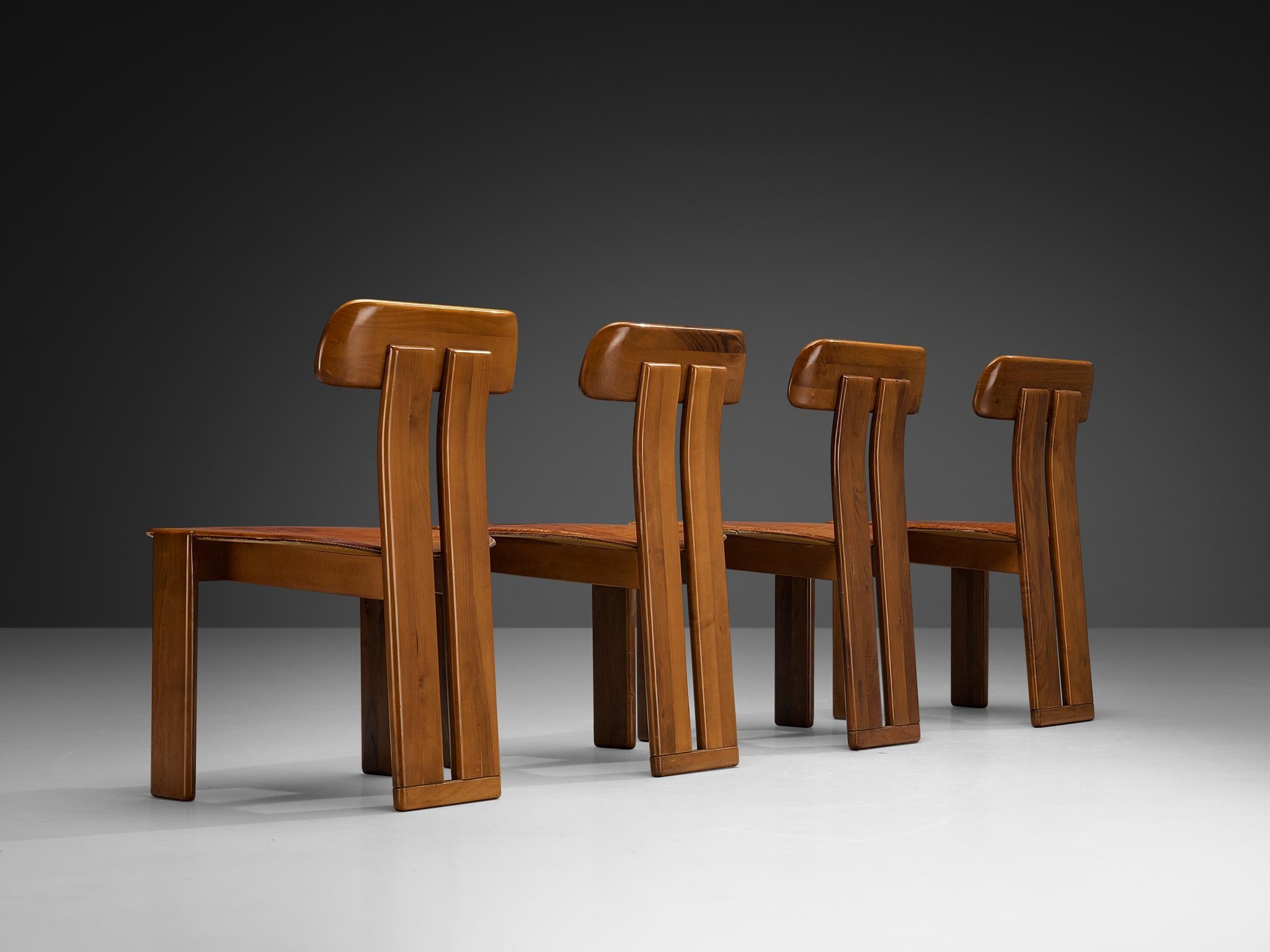 Mario Marenco for Mobil Girgi Set of Four Dining Chairs in Walnut