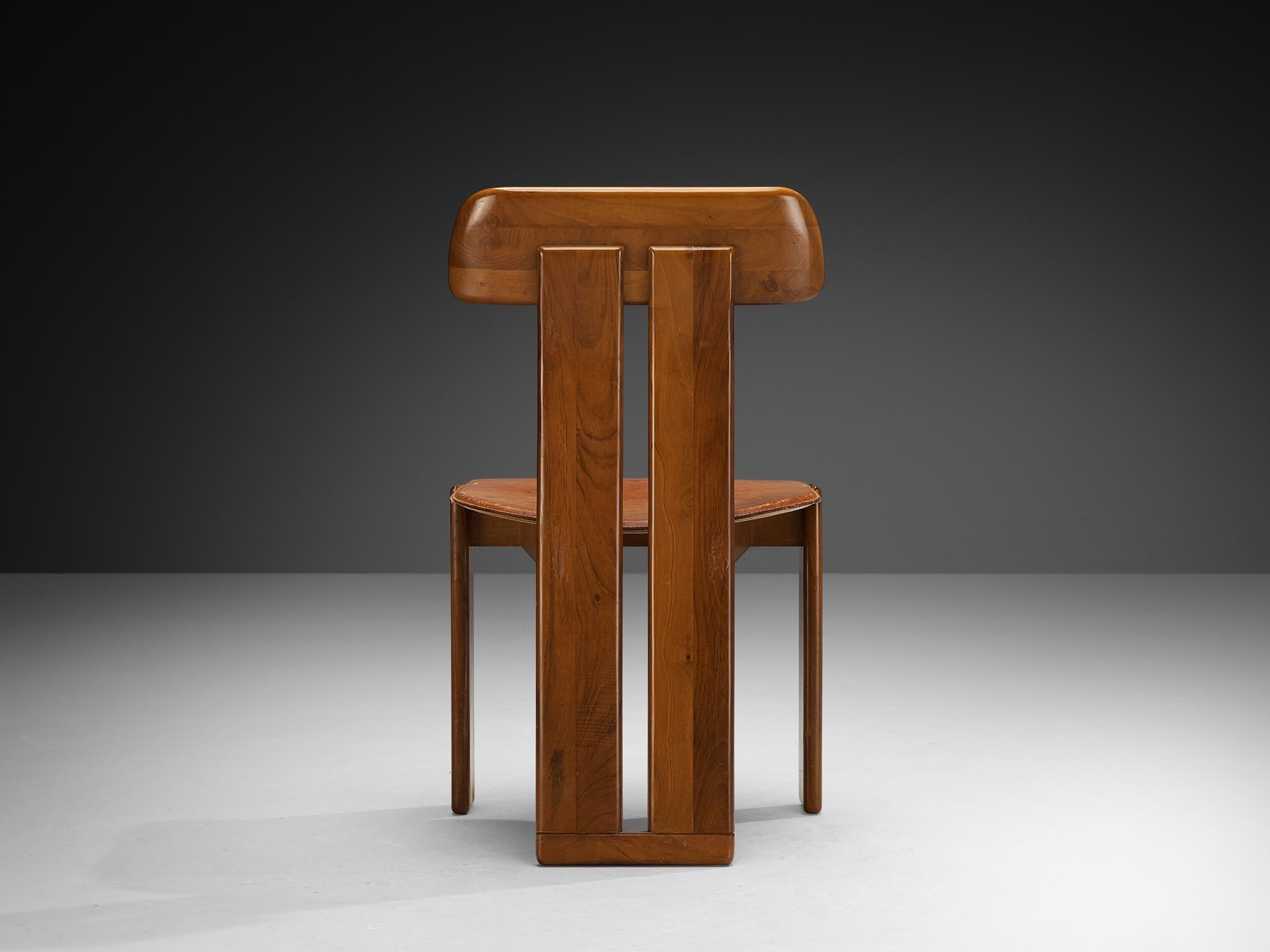 Mario Marenco for Mobil Girgi Set of Four Dining Chairs in Walnut