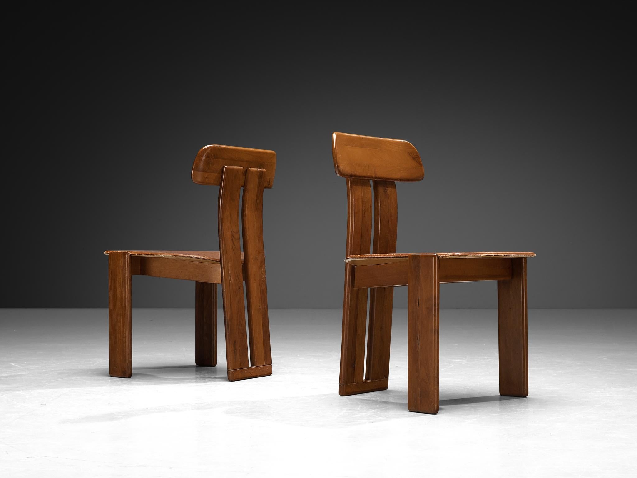 Mario Marenco for Mobil Girgi Set of Four Dining Chairs in Walnut