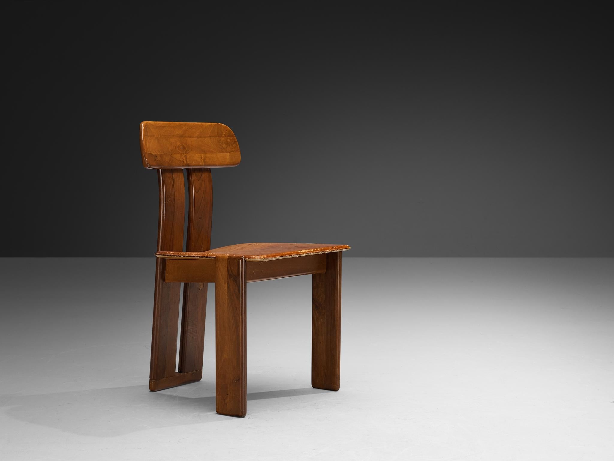 Mario Marenco for Mobil Girgi Set of Four Dining Chairs in Walnut