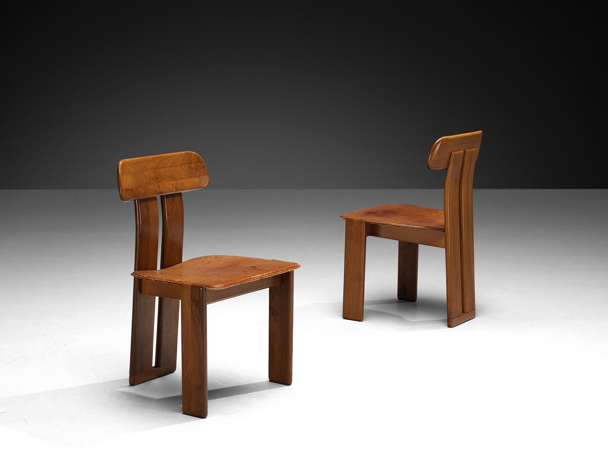 Mario Marenco for Mobil Girgi Set of Four Dining Chairs in Walnut