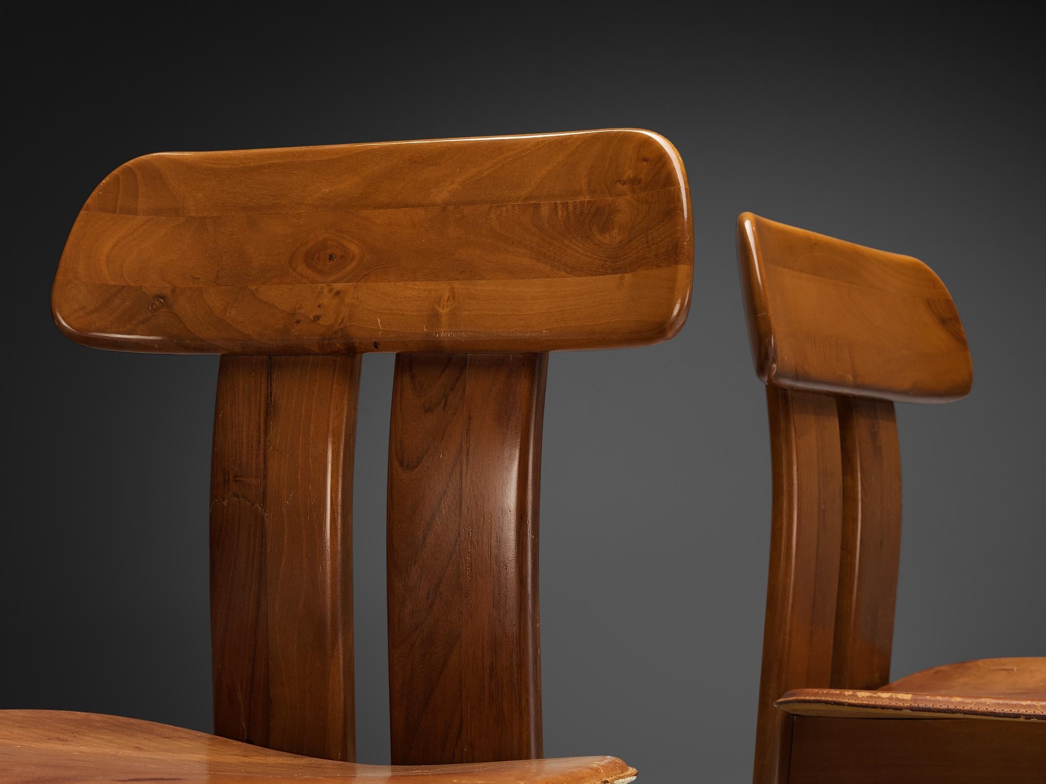 Mario Marenco for Mobil Girgi Set of Four Dining Chairs in Walnut