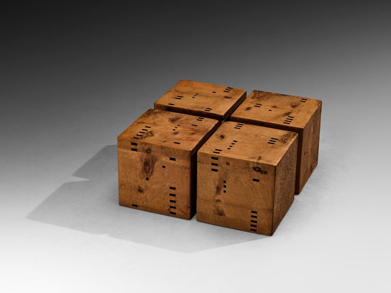 Giuseppe Rivadossi for Officina Rivadossi Unique Side Table Cubes in Pine