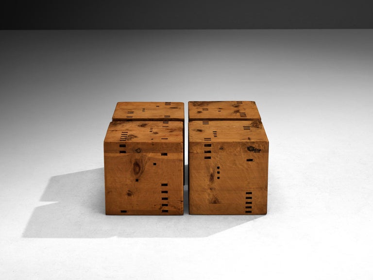 Giuseppe Rivadossi for Officina Rivadossi Unique Side Table Cubes in Pine