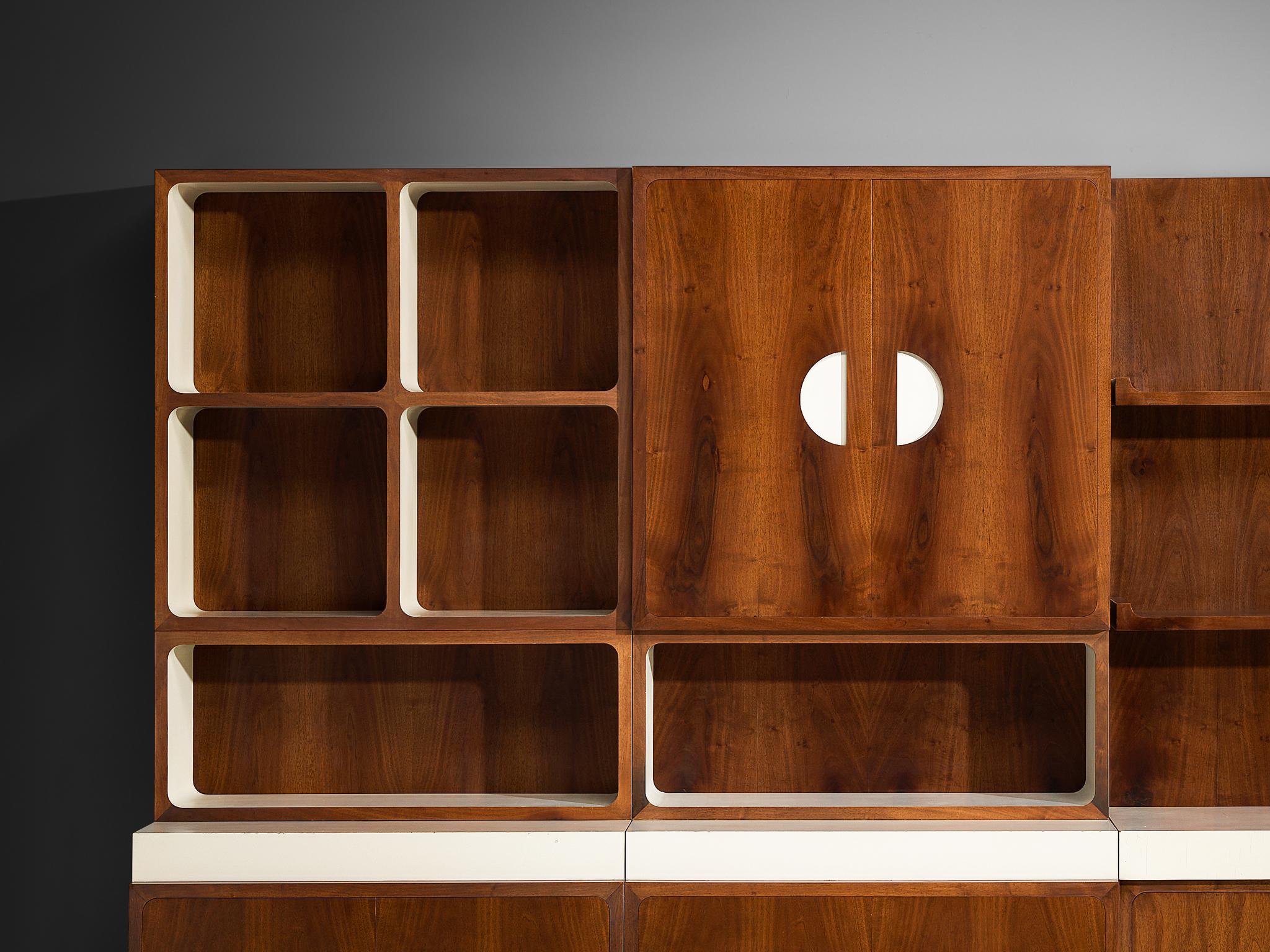 Unique Franco Campo and Carlo Graffi 1960s Large Wall Unit in Walnut