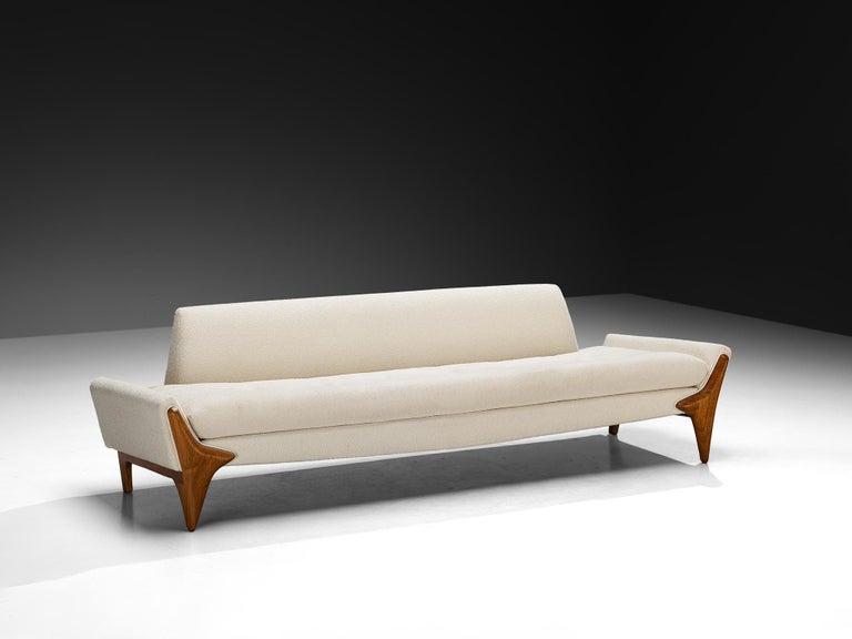 Adrian Pearsall Sofa in Off White Boucle and Walnut