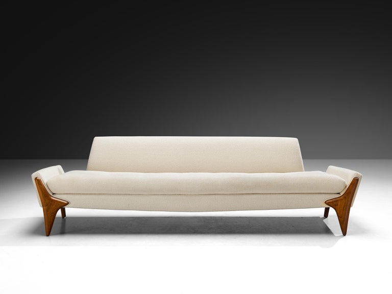 Adrian Pearsall Sofa in Off White Boucle and Walnut