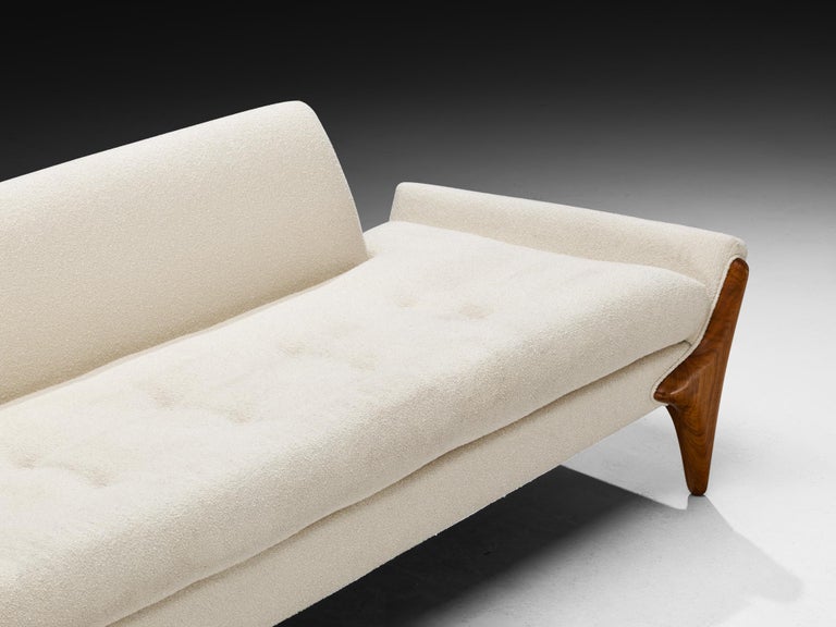 Adrian Pearsall Sofa in Off White Boucle and Walnut