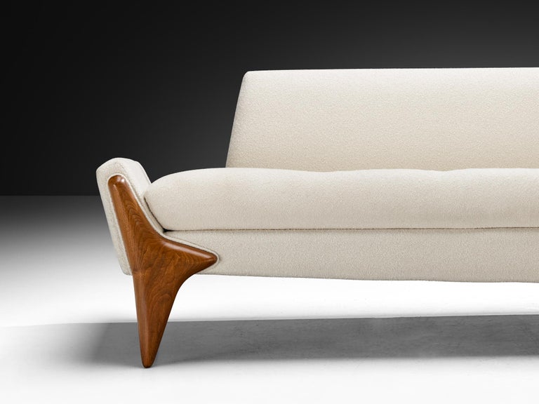 Adrian Pearsall Sofa in Off White Boucle and Walnut