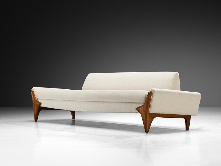 Adrian Pearsall Sofa in Off White Boucle and Walnut