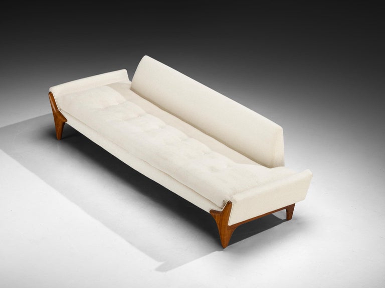 Adrian Pearsall Sofa in Off White Boucle and Walnut