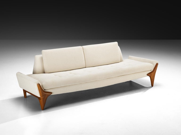 Adrian Pearsall Sofa in Off White Boucle and Walnut