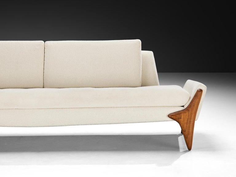 Adrian Pearsall Sofa in Off White Boucle and Walnut