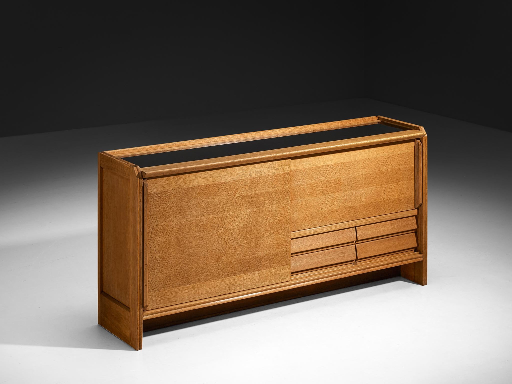 Guillerme & Chambron Sideboard in Solid Oak with Sliding Doors