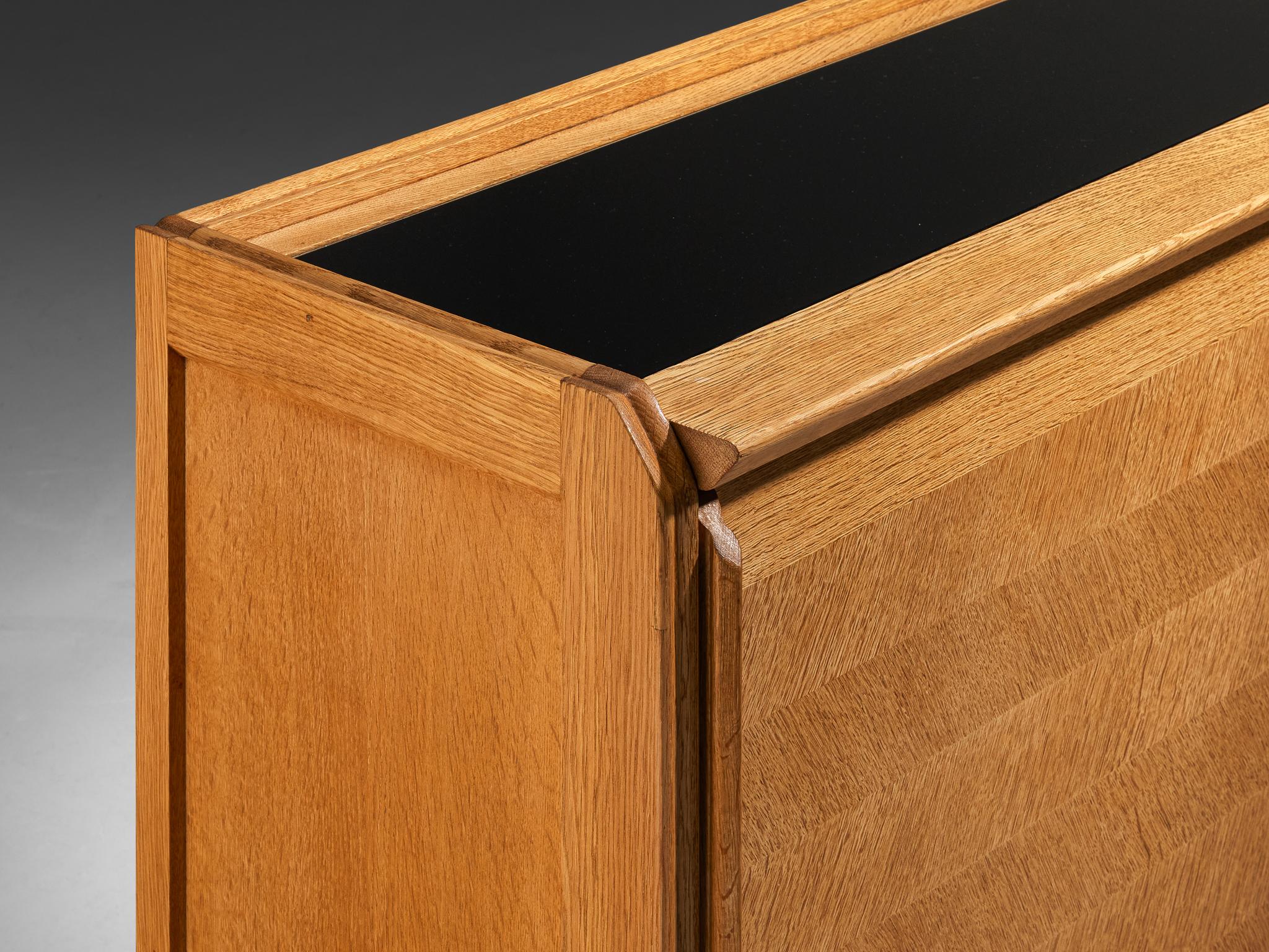 Guillerme & Chambron Sideboard in Solid Oak with Sliding Doors