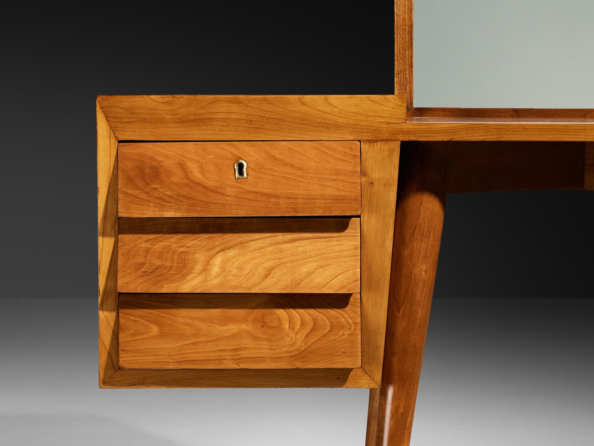 1950s Mid-Century Modern Vanity Table with Mirror in Cherry