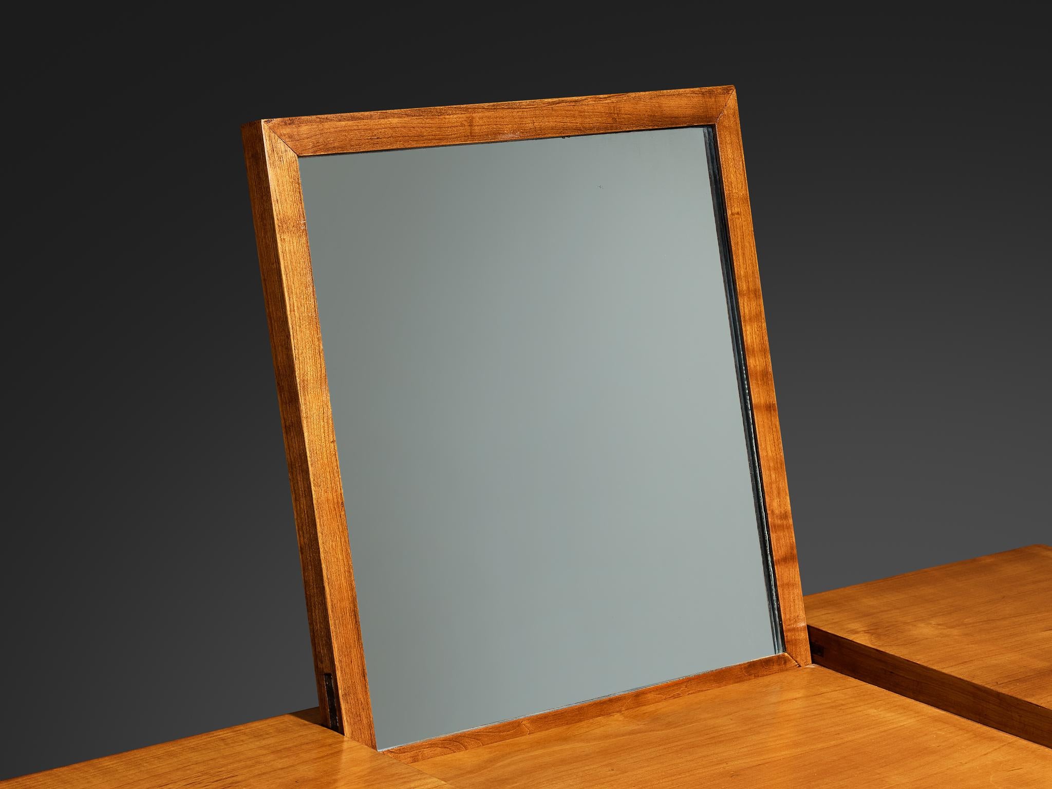 1950s Mid-Century Modern Vanity Table with Mirror in Cherry