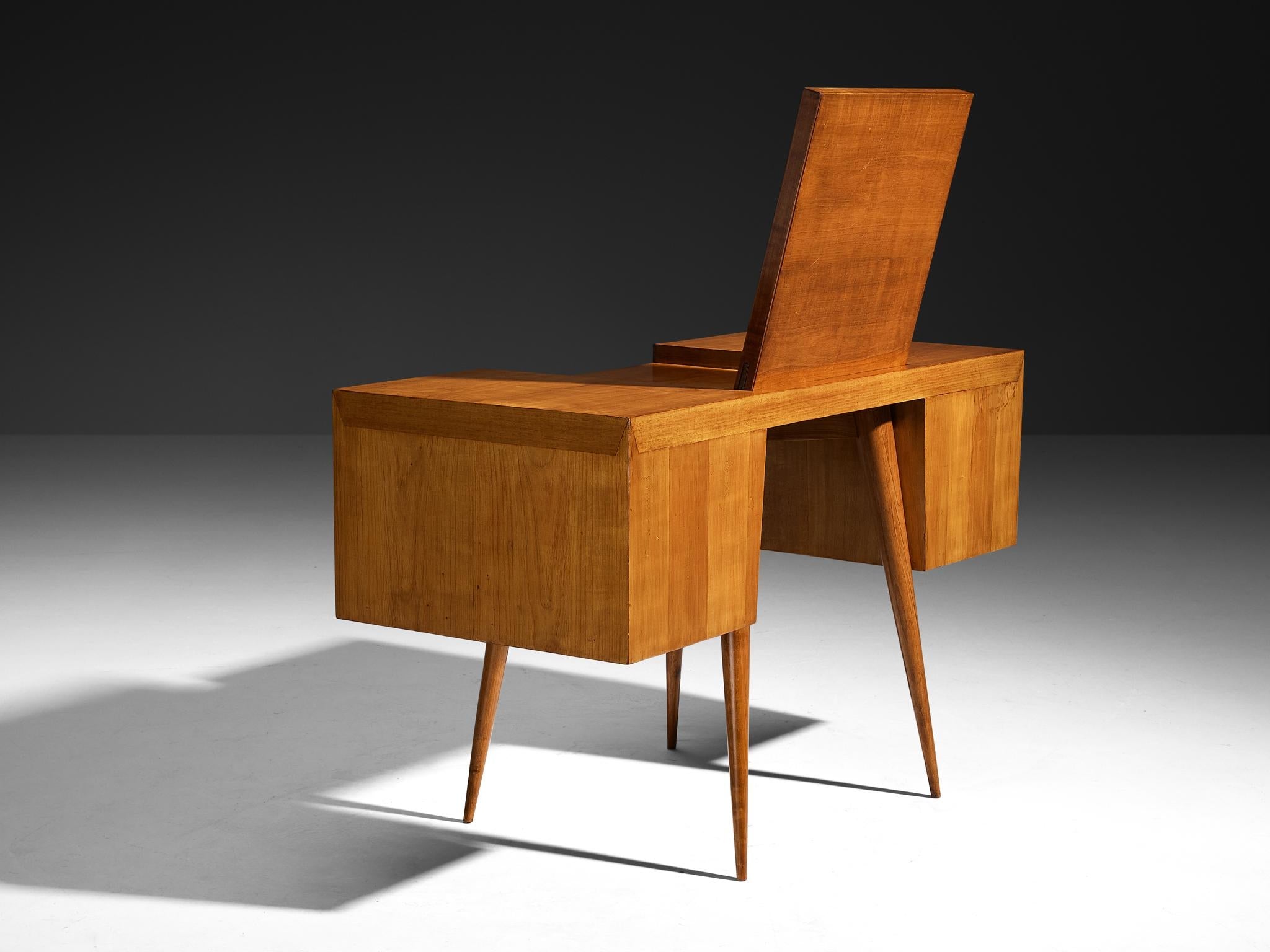 1950s Mid-Century Modern Vanity Table with Mirror in Cherry