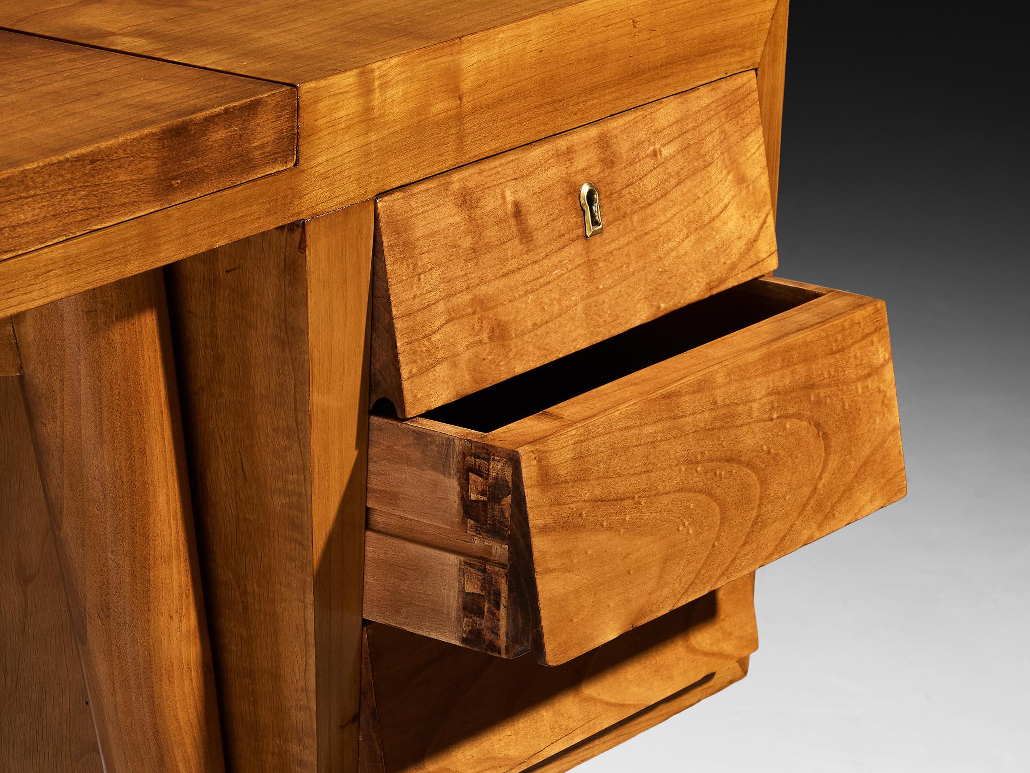 1950s Mid-Century Modern Vanity Table with Mirror in Cherry