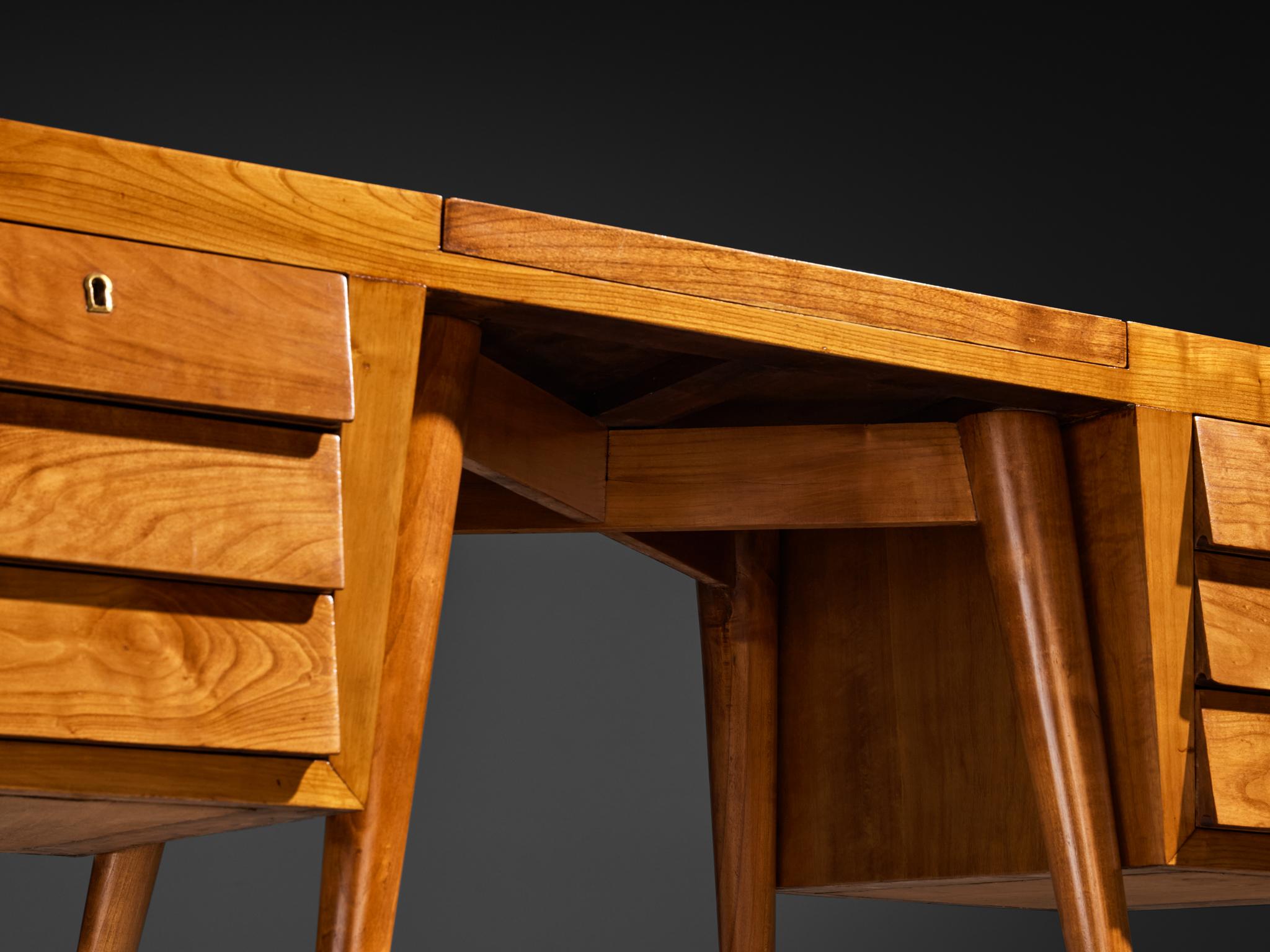 1950s Mid-Century Modern Vanity Table with Mirror in Cherry