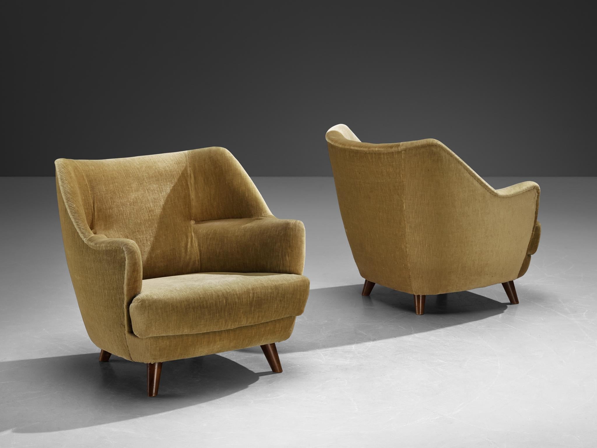 Mid-century Sculptural Lounge Chairs with Integrated Armrests