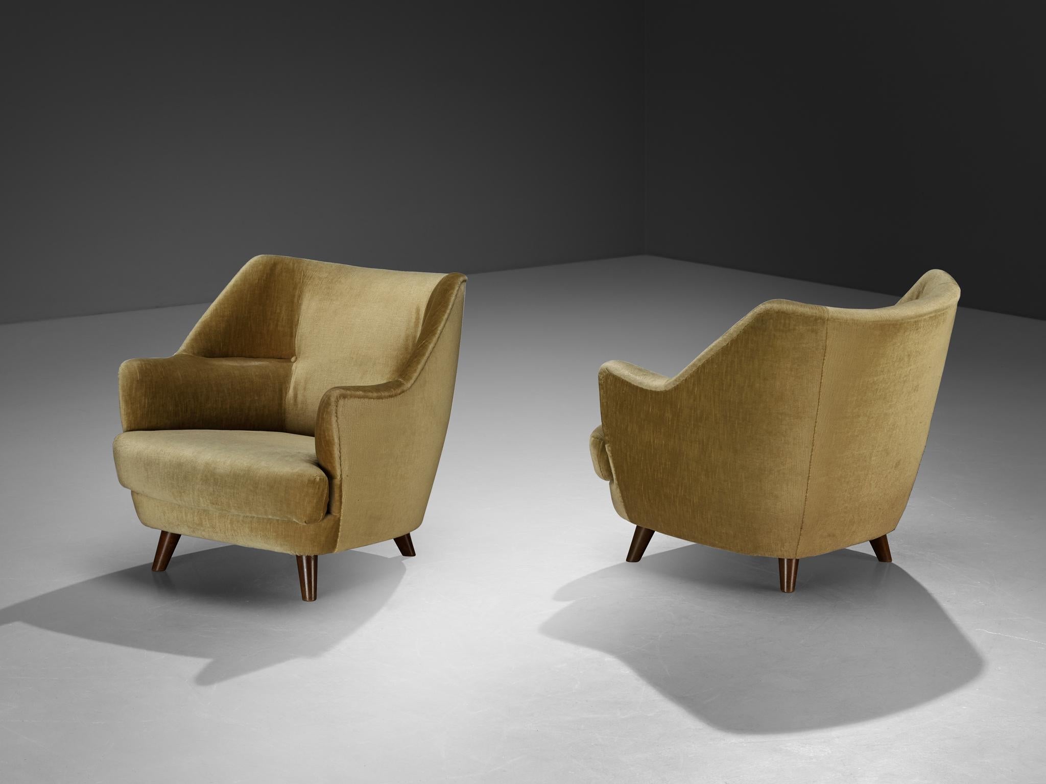 Mid-century Sculptural Lounge Chairs with Integrated Armrests