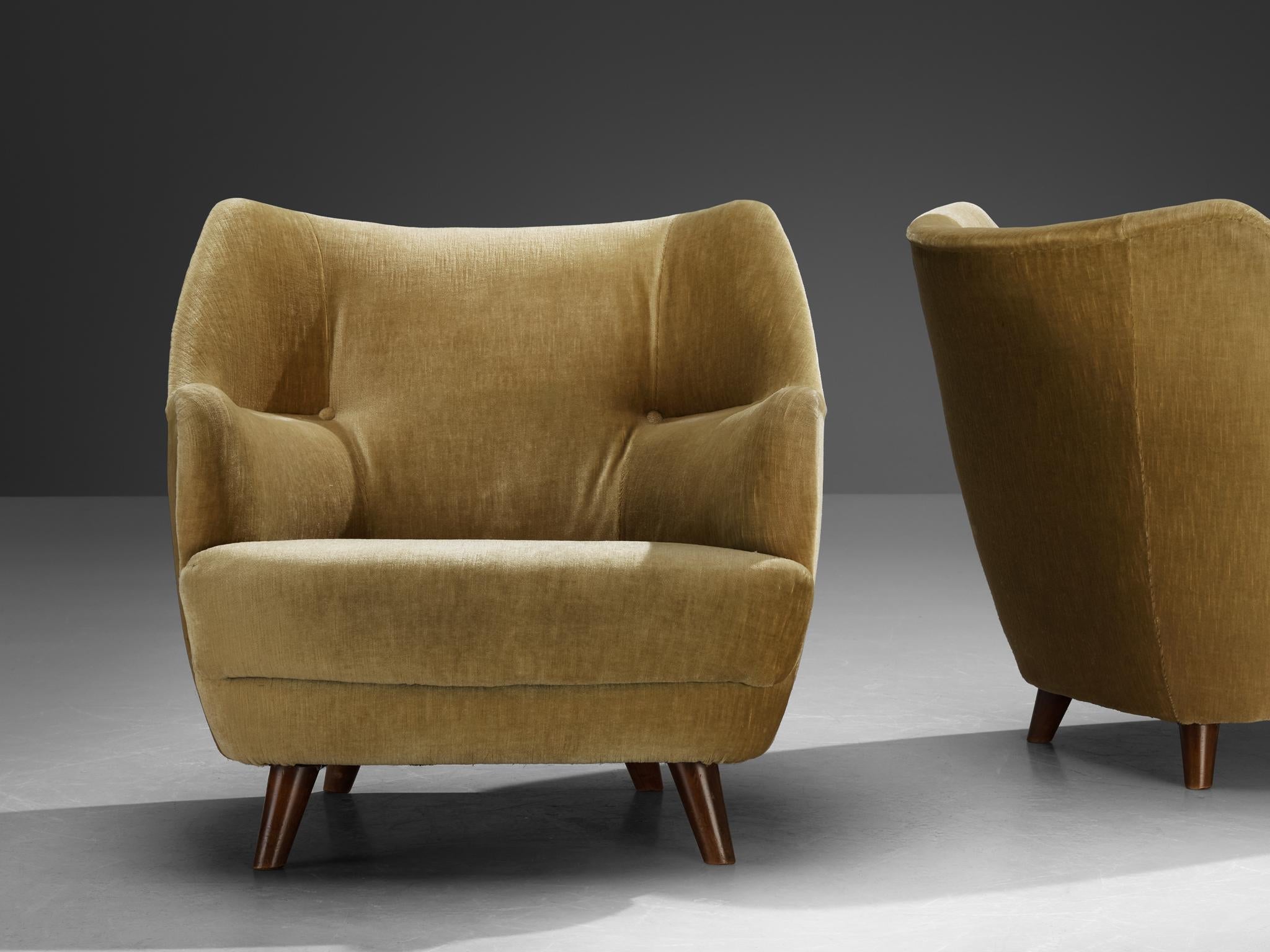 Mid-century Sculptural Lounge Chairs with Integrated Armrests