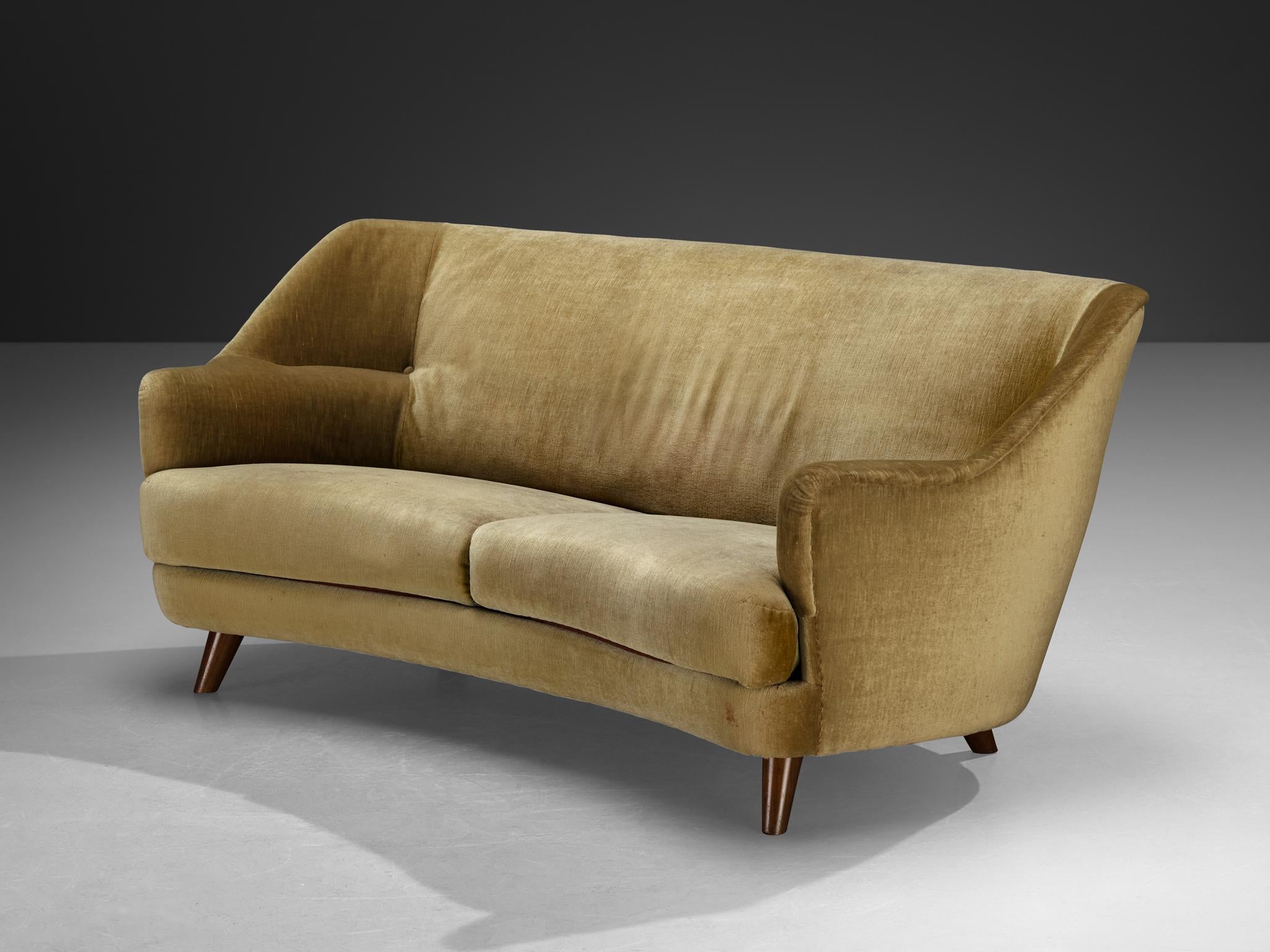 Mid-century Sculptural Sofa with Integrated Armrests