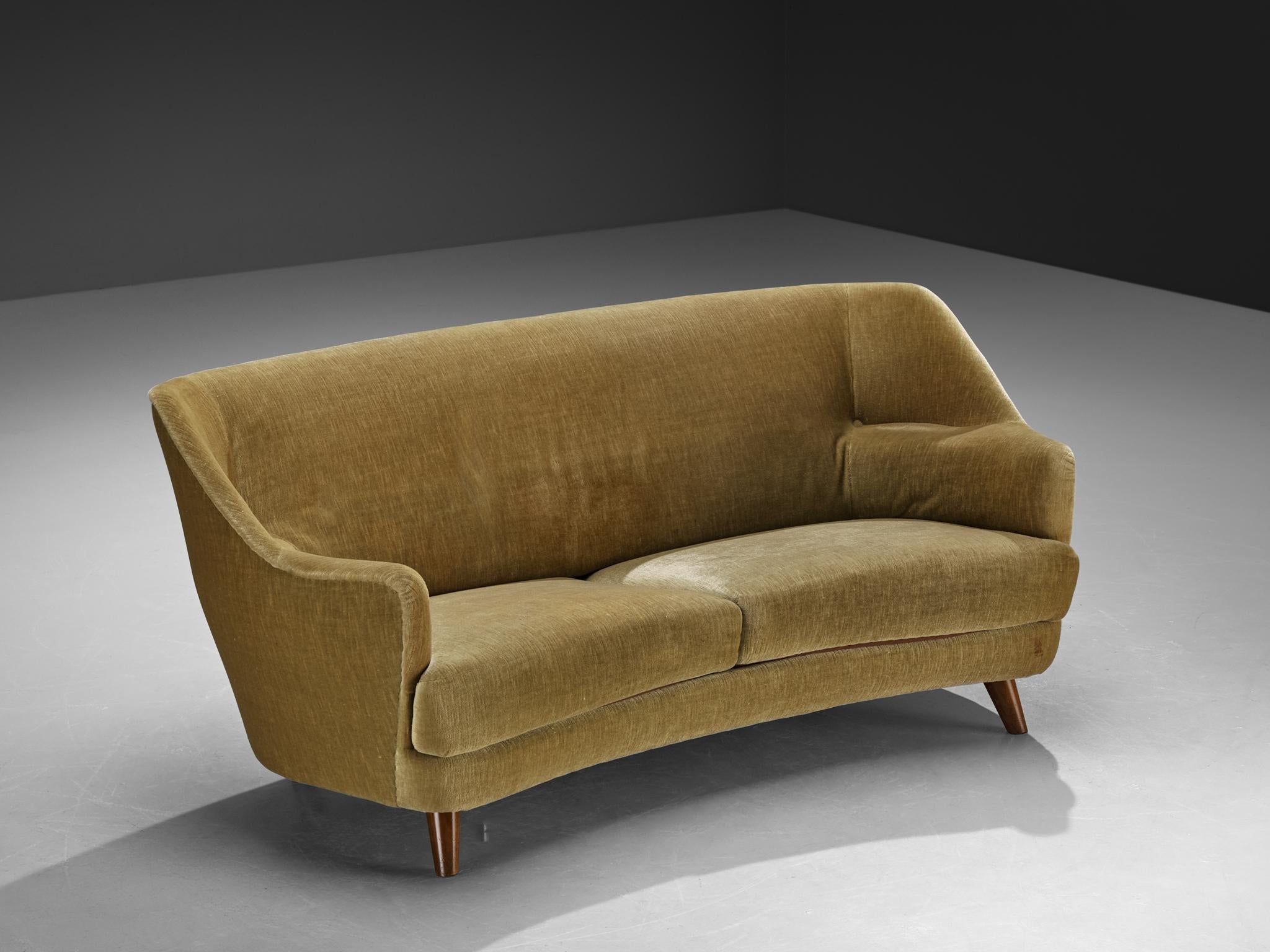 Mid-century Sculptural Sofa with Integrated Armrests