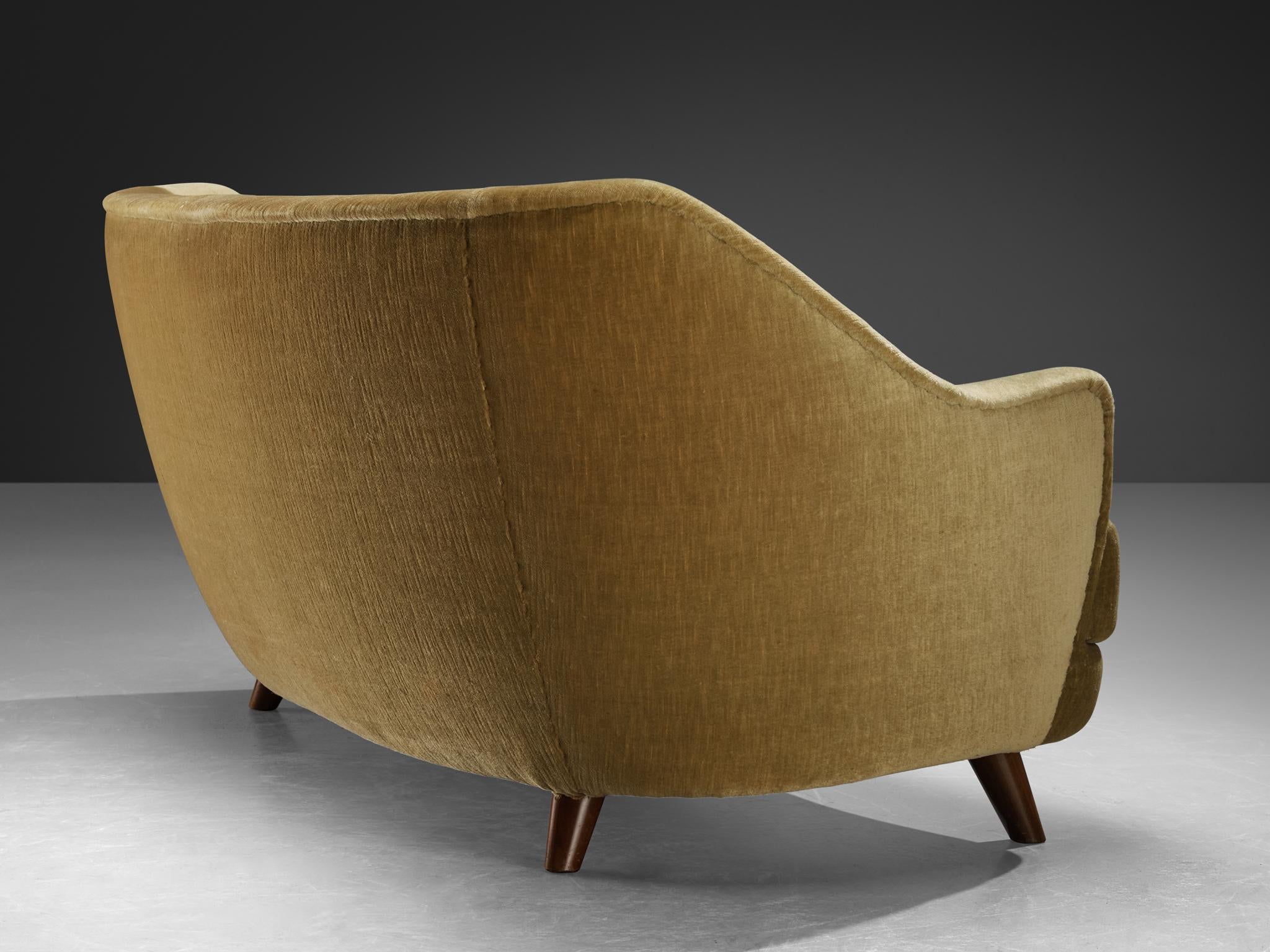 Mid-century Sculptural Sofa with Integrated Armrests