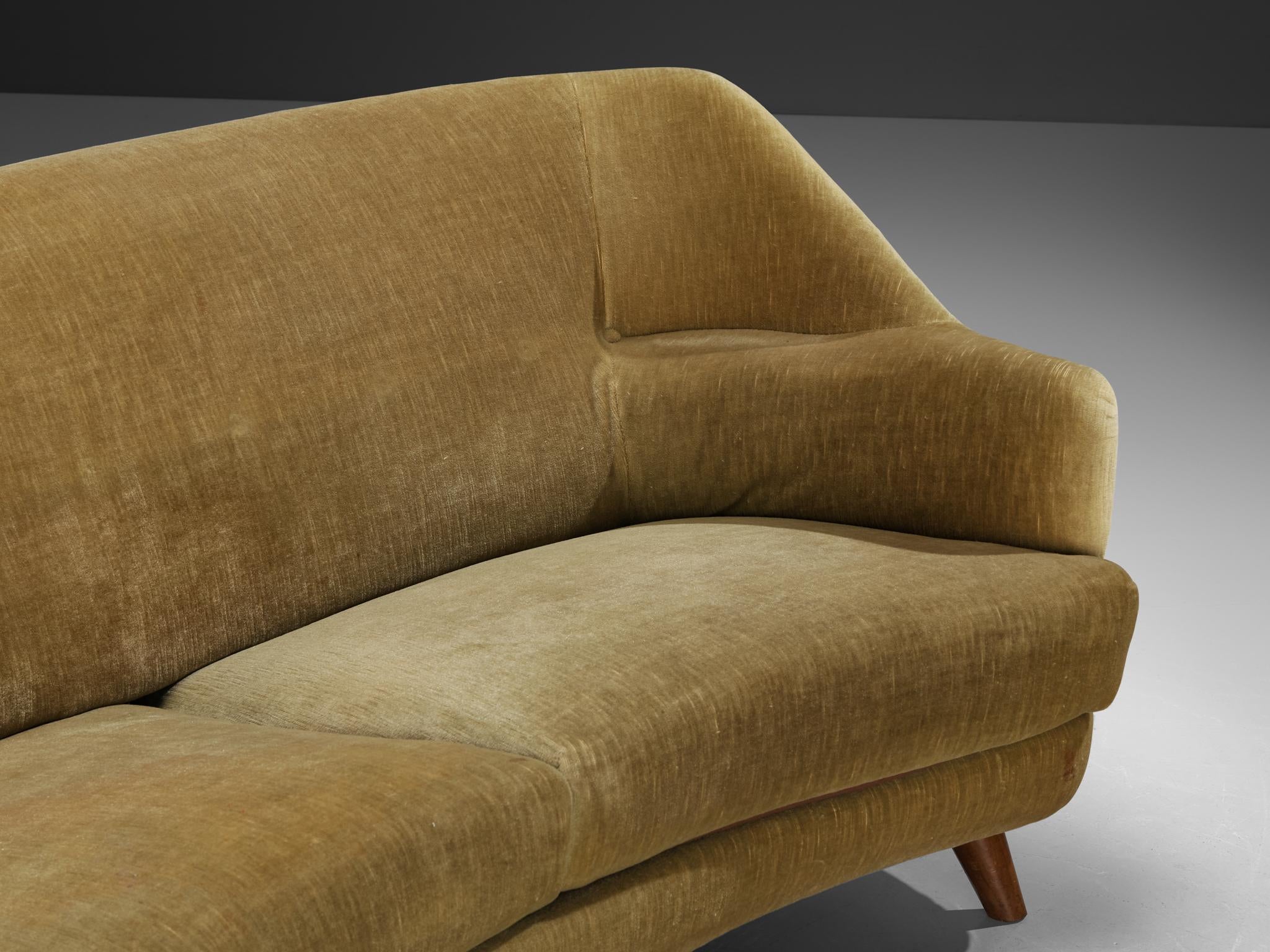 Mid-century Sculptural Sofa with Integrated Armrests