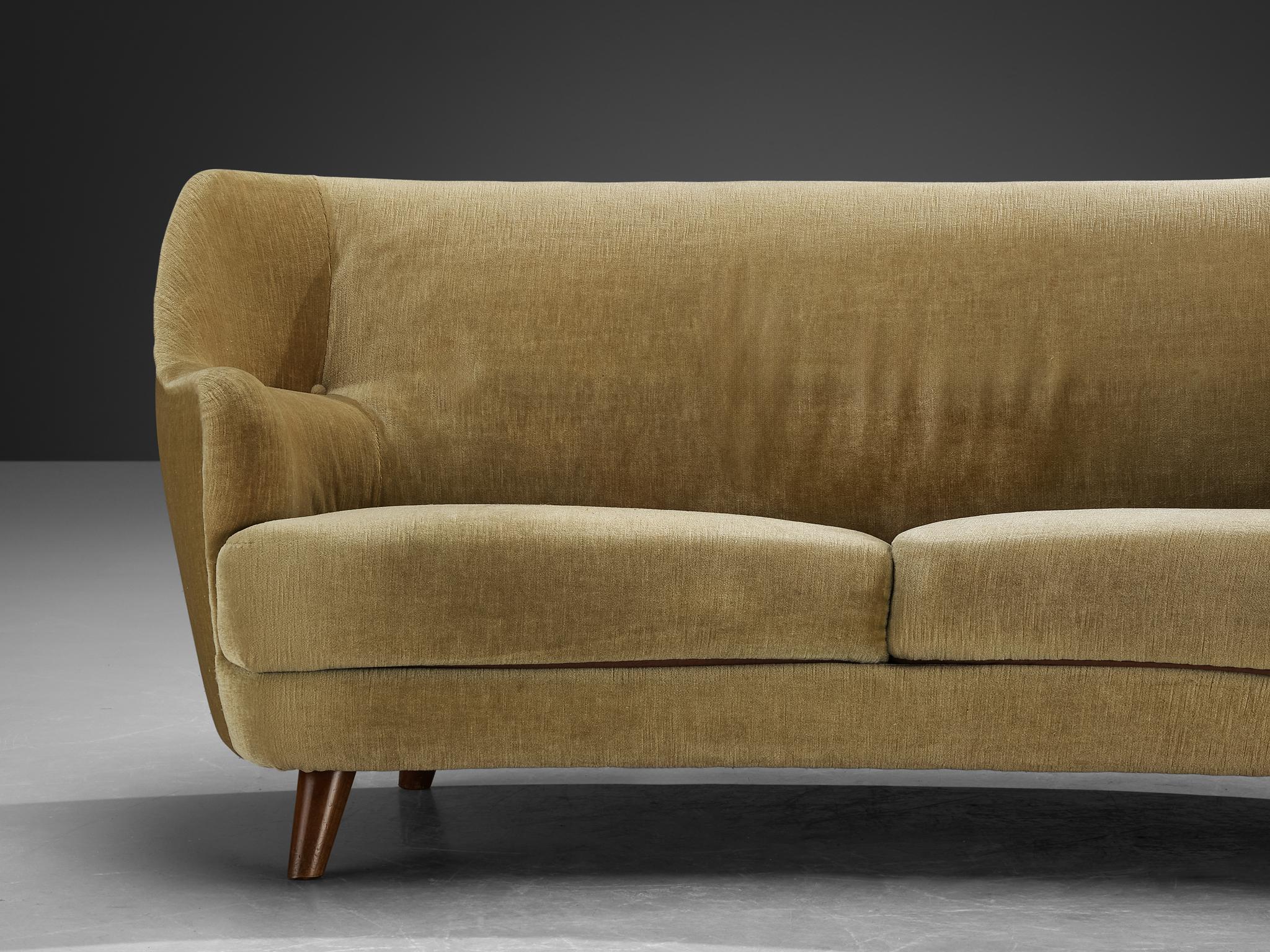 Mid-century Sculptural Sofa with Integrated Armrests