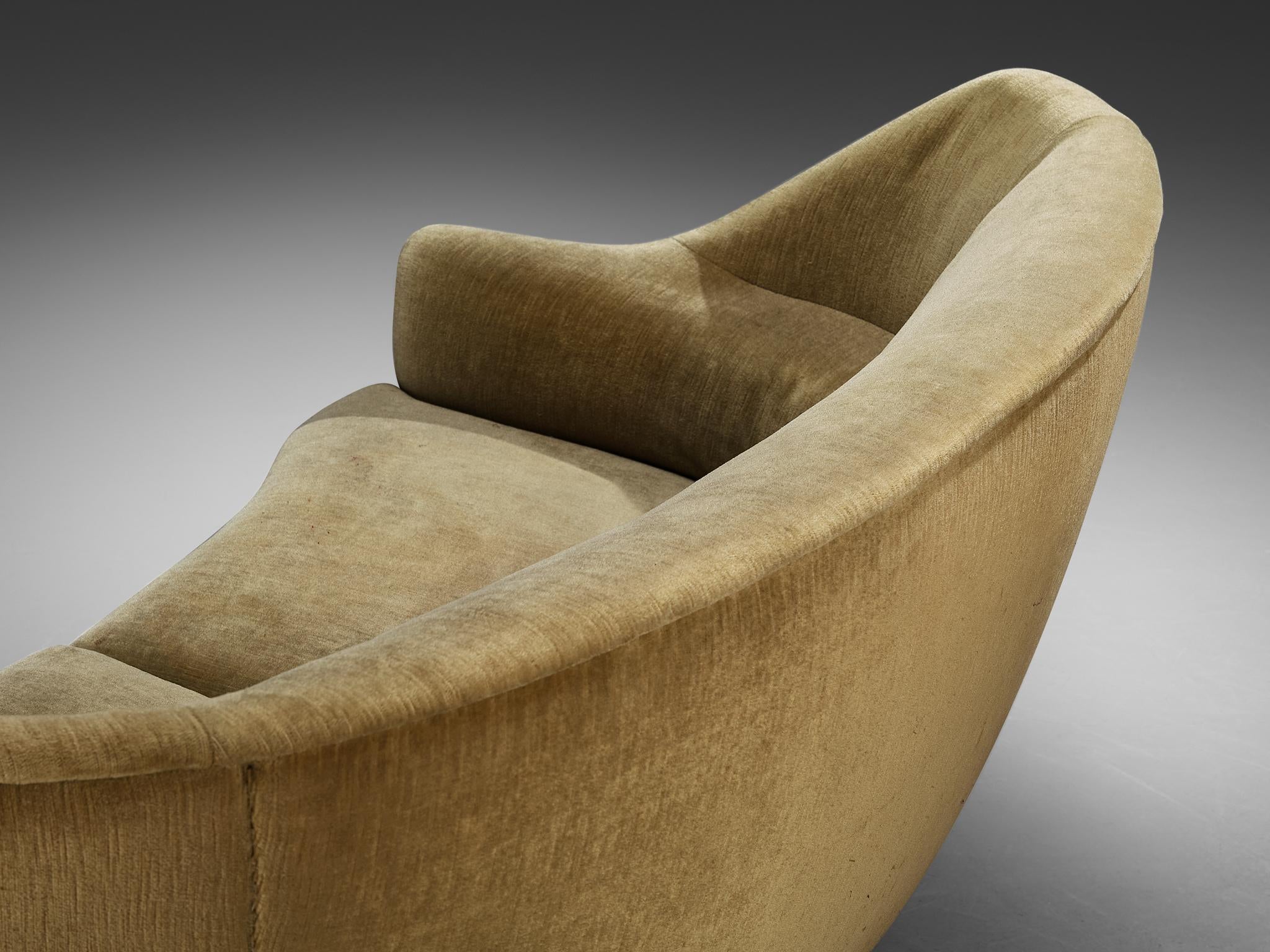 Mid-century Sculptural Sofa with Integrated Armrests