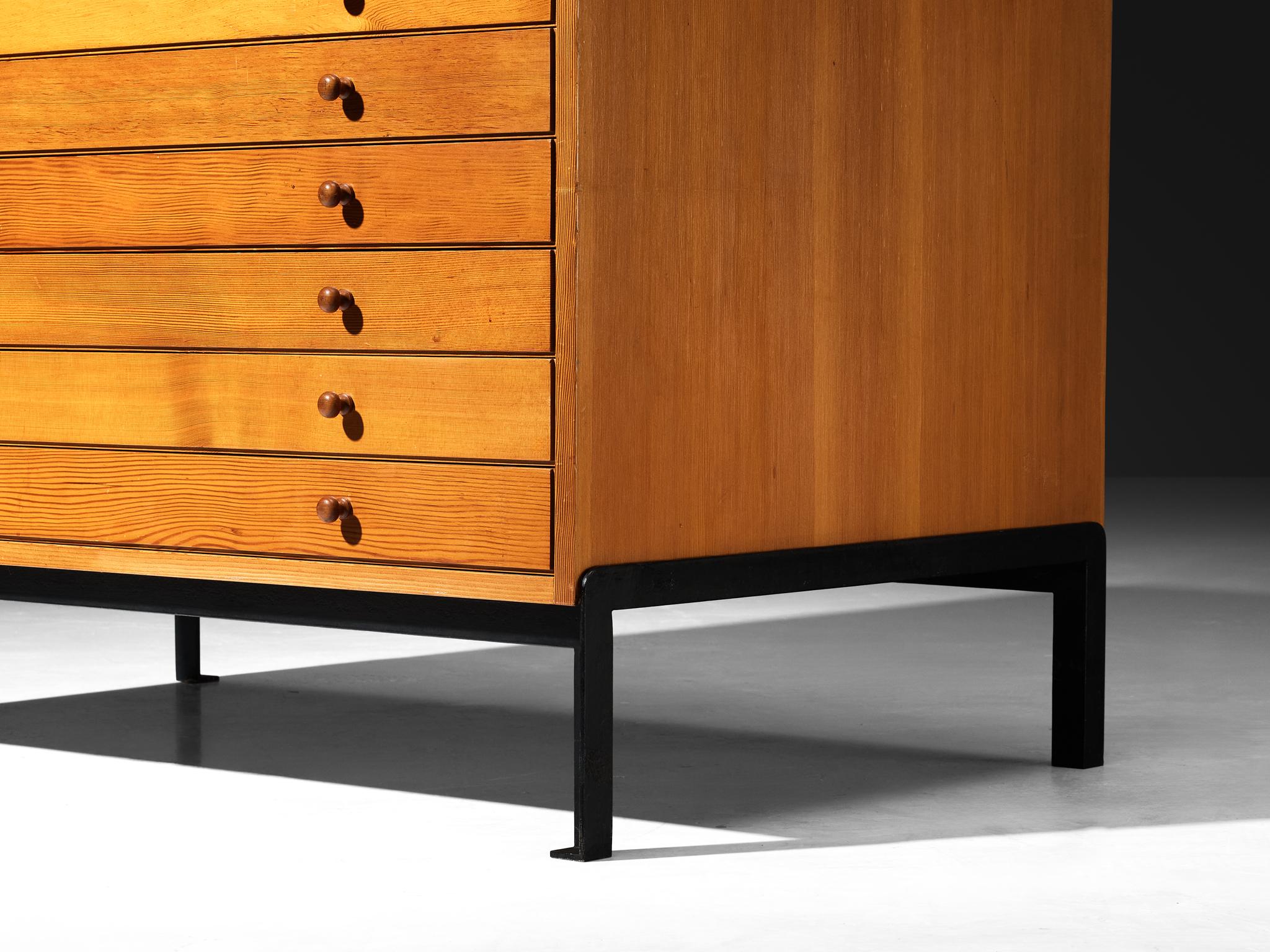 Jørgen Magnussen for Peder Pedersen Chest of Drawers in Pine and Iron