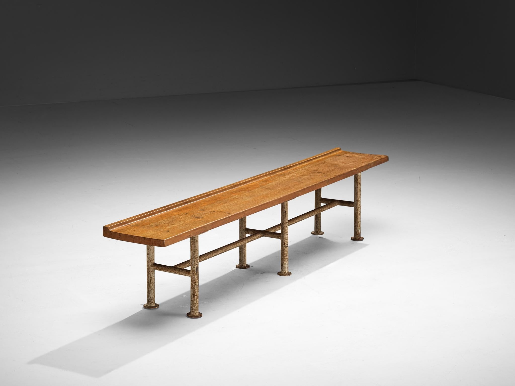 Danish Sturdy Bench in Wood and Metal