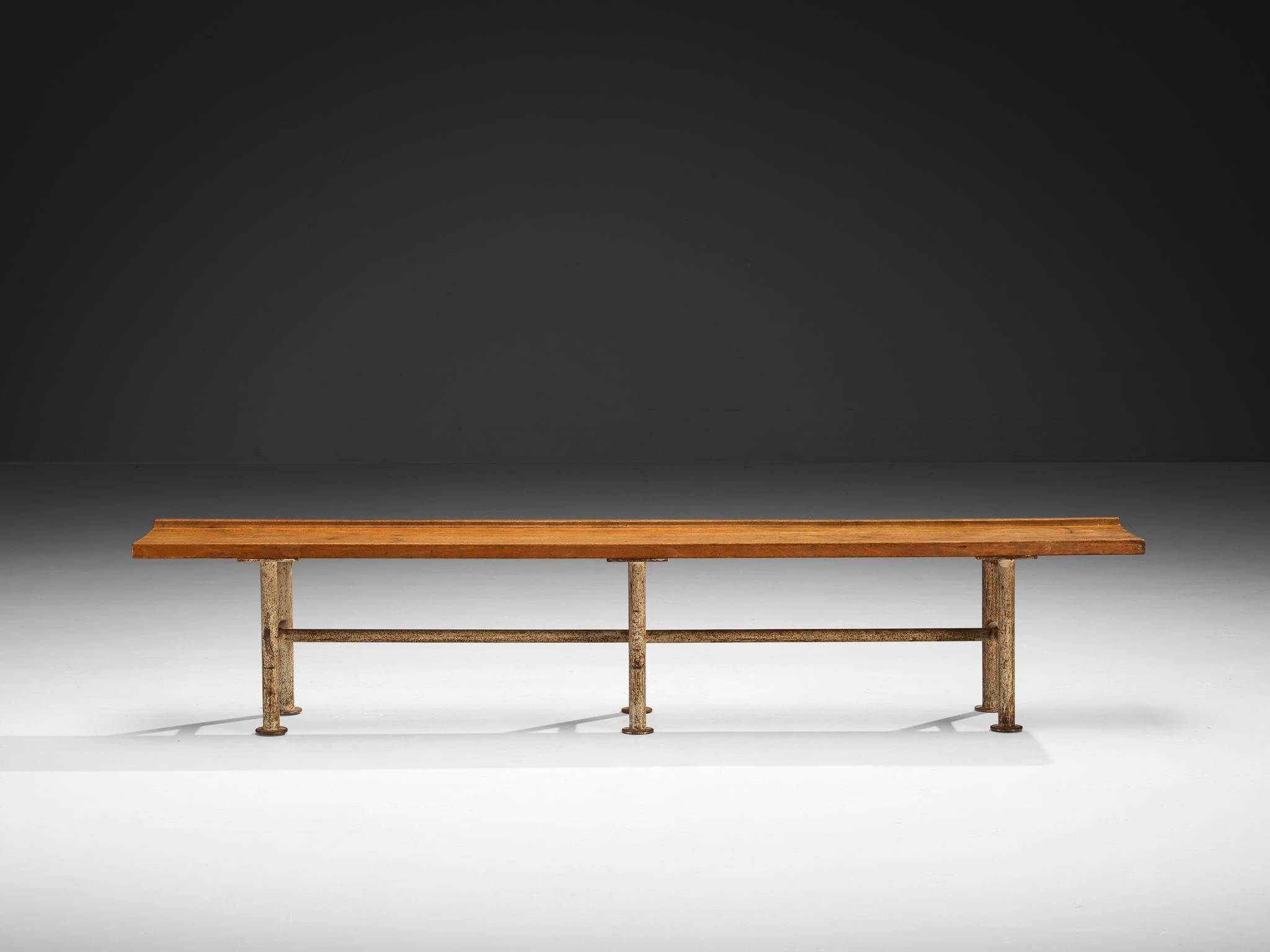 Danish Sturdy Bench in Wood and Metal