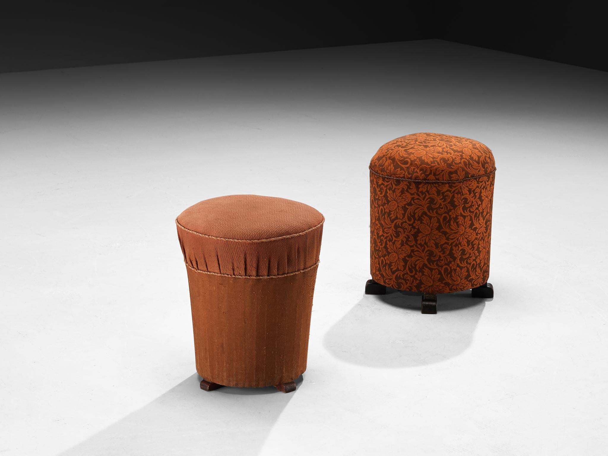 Jindrich Halabala Stools in Decorative Patterned Upholstery